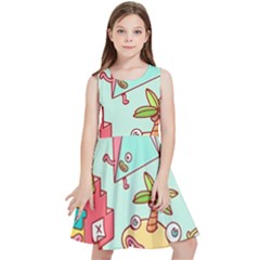 Summer Up Cute Doodle Kids  Skater Dress by Bedest