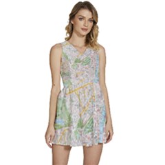 London City Map Sleeveless High Waist Mini Dress by Bedest