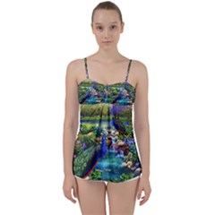 Peacocks  Fantasy Garden Babydoll Tankini Top by Bedest