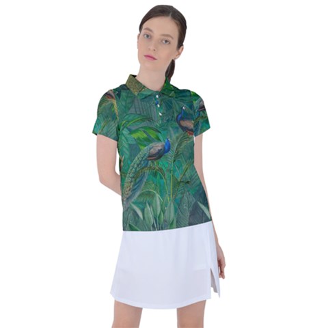 Peacock Paradise Jungle Women s Polo T-shirt by Bedest