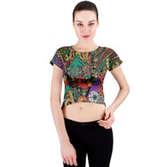 Cute Cartoon Doodle Crew Neck Crop Top by Bedest