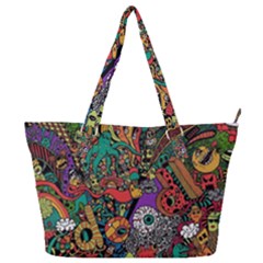 Cute Cartoon Doodle Full Print Shoulder Bag by Bedest