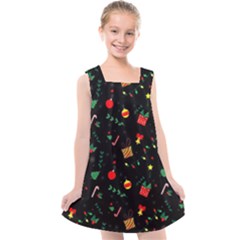 Christmas Pattern Texture Colorful Wallpaper Kids  Cross Back Dress by Ravend