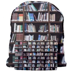 Book Collection In Brown Wooden Bookcases Books Bookshelf Library Giant Full Print Backpack by Ravend