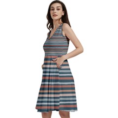 Stripes Sleeveless V-neck Skater Dress With Pockets by zappwaits