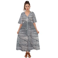 Atlantic Ocean Aerial View, Tierra Del Fuego, Argentina Kimono Sleeve Boho Dress by dflcprintsclothing