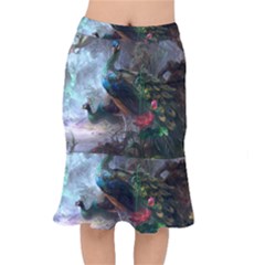 Peacock Art Painting Short Mermaid Skirt by Ndabl3x