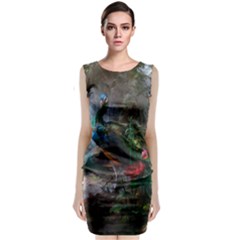 Peacock Art Painting Sleeveless Velvet Midi Dress by Ndabl3x