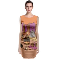 Pusheen Cute Fall The Cat Sleeveless Velvet Midi Dress by Ndabl3x