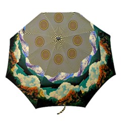 Surreal Art Psychadelic Mountain Folding Umbrellas by Ndabl3x