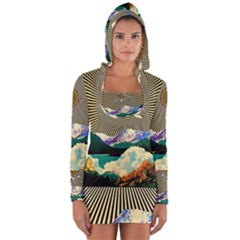 Surreal Art Psychadelic Mountain Long Sleeve Hooded T-shirt by Ndabl3x