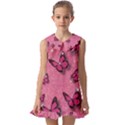 Pink Glitter Butterfly Kids  Pilgrim Collar Ruffle Hem Dress View1