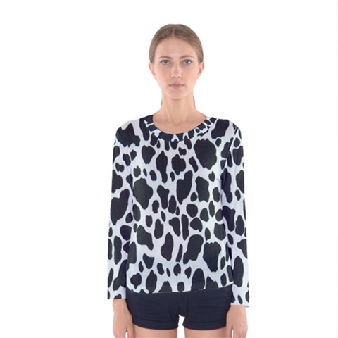 Black And White Cow Print 10 Cow Print, Hd Wallpaper Women s Long Sleeve T-shirt by nateshop