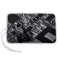 Black And Gray Circuit Board Computer Microchip Digital Art Pen Storage Case (s) by Bedest