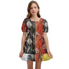 Left And Right Brain Illustration Splitting Abstract Anatomy Kids  Short Sleeve Dolly Dress by Bedest