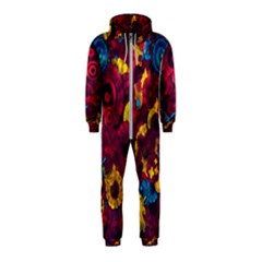 Psychedelic Digital Art Colorful Flower Abstract Multi Colored Hooded Jumpsuit (kids) by Bedest