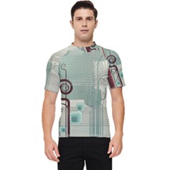 Green Red And White Line Digital Abstract Art Men s Short Sleeve Rash Guard by Bedest