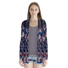 Psychedelic Colorful Abstract Trippy Fractal Drape Collar Cardigan by Bedest