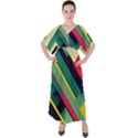 Abstract Geometric Design Pattern V-Neck Boho Style Maxi Dress View1