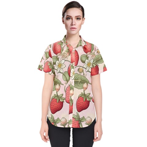 Strawberry Fruit Women s Short Sleeve Shirt by Bedest