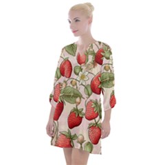 Strawberry Fruit Open Neck Shift Dress by Bedest