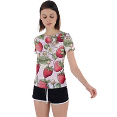 Strawberry Fruit Back Circle Cutout Sports T-shirt by Bedest