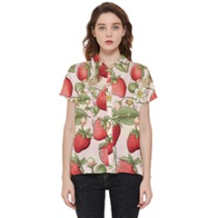 Strawberry Fruit Short Sleeve Pocket Shirt by Bedest