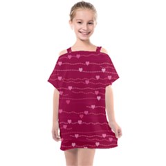 Hearts Valentine Love Background Kids  One Piece Chiffon Dress by Proyonanggan