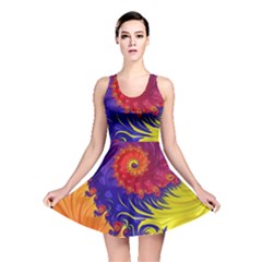 Fractal Spiral Bright Colors Reversible Skater Dress by Proyonanggan