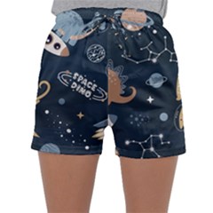 Space Theme Art Pattern Design Wallpaper Sleepwear Shorts by Proyonanggan