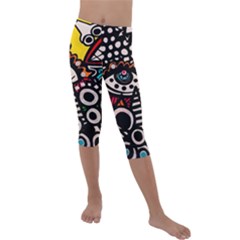 Multicolored Abstract Painting Colorful Kids  Lightweight Velour Capri Leggings  by Grandong