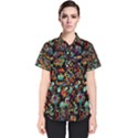 Multicolored Doodle Abstract Colorful Multi Colored Women s Short Sleeve Shirt View1