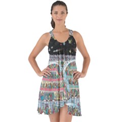 Abstract Painting Space Cartoon Show Some Back Chiffon Dress by Grandong