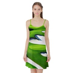 Golf Course Par Green Satin Night Slip by Sarkoni