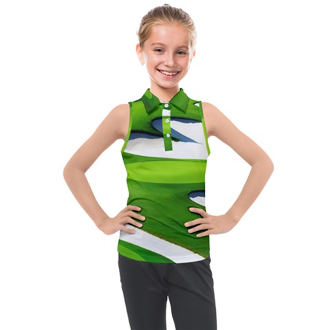 Golf Course Par Green Kids  Sleeveless Polo T-shirt by Sarkoni