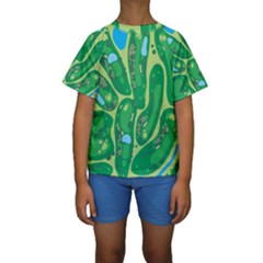 Golf Course Par Golf Course Green Kids  Short Sleeve Swimwear by Sarkoni