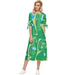 Golf Course Par Golf Course Green Bow Sleeve Chiffon Midi Dress by Sarkoni