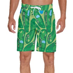 Golf Course Par Golf Course Green Men s Beach Shorts by Sarkoni