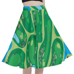 Golf Course Par Golf Course Green A-line Full Circle Midi Skirt With Pocket by Sarkoni