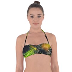 Machine Technology Circuit Electronic Computer Technics Detail Psychedelic Abstract Pattern Tie Back Bikini Top by Sarkoni