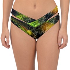 Machine Technology Circuit Electronic Computer Technics Detail Psychedelic Abstract Pattern Double Strap Halter Bikini Bottoms by Sarkoni