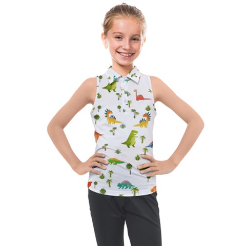 Baby Dino Seamless Pattern Kids  Sleeveless Polo T-shirt by Sarkoni