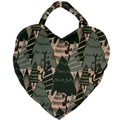 Christmas Vector Seamless Tree Pattern Giant Heart Shaped Tote by Sarkoni