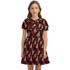 Oriental Dragon Motif Pattern Kids  Bow Tie Puff Sleeve Dress by Sarkoni