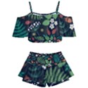 Pattern Forest Leaf Flower Motif Kids  Off Shoulder Skirt Bikini View1