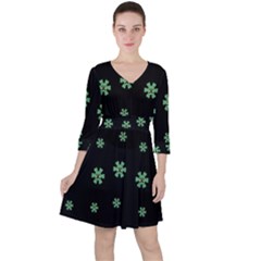 I Love Guitars In Pop Arts Blooming Style Quarter Sleeve Ruffle Waist Dress by pepitasart