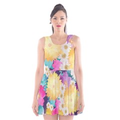 Watercolors Flowers Scoop Neck Skater Dress by LalyLauraFLM