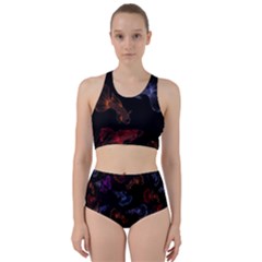 Vector Aquarium Guppies Seamless Fish Pattern With Black Background Racer Back Bikini Set by Grandong