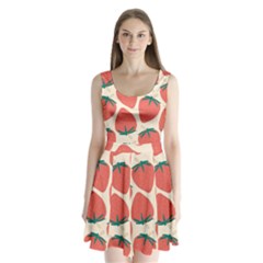 Seamless Strawberry Pattern Vector Split Back Mini Dress  by Grandong