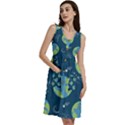 Seamless Pattern Cartoon Earth Planet Sleeveless Dress With Pocket View3